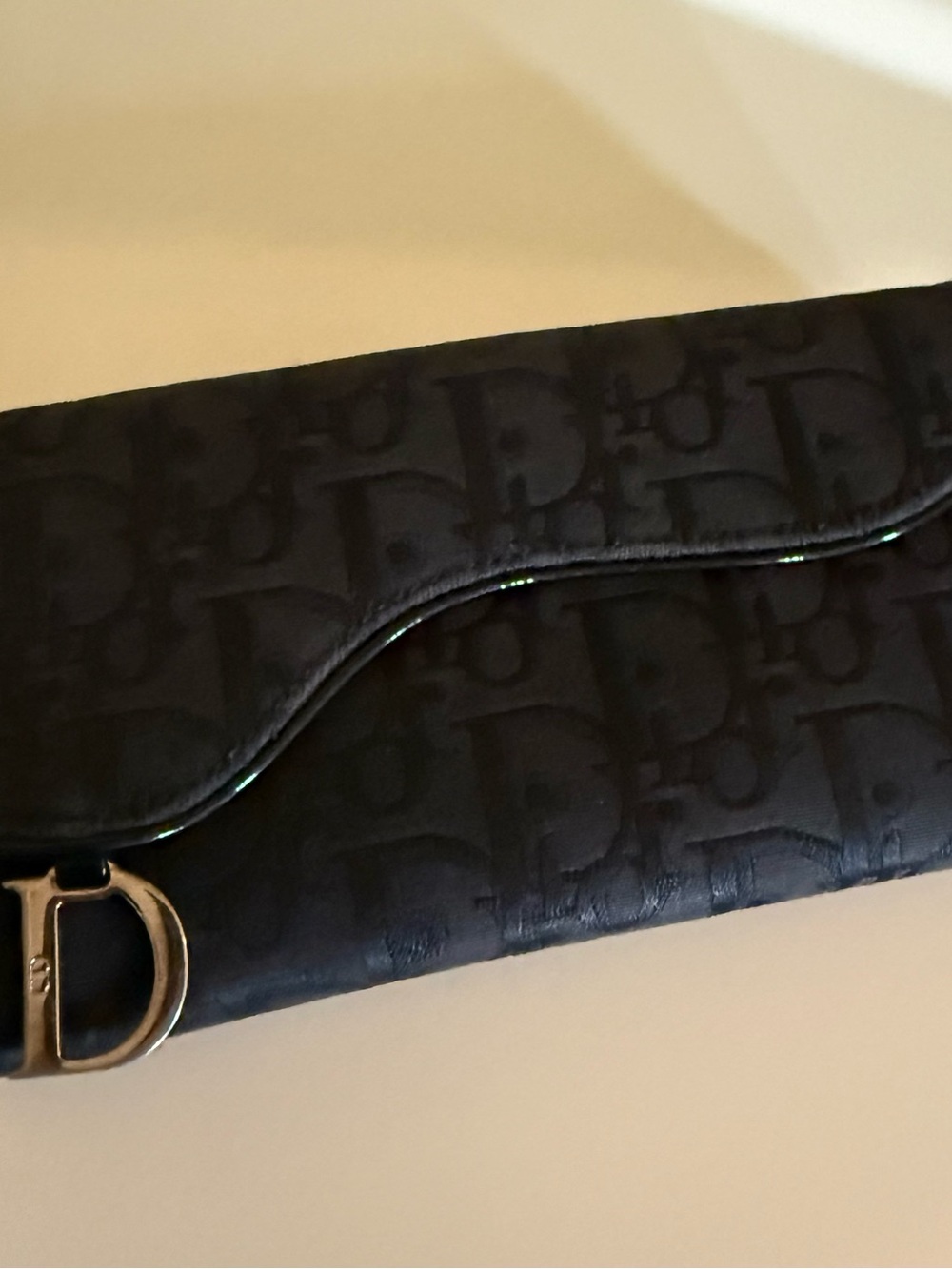 Christian Dior Vintage Black Oblique Saddle Long Wallet